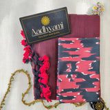 Maroon Handloom Cotton Saree With Designer Blouse