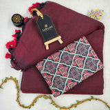 Maroon Handloom Cotton Saree With Designer Blouse