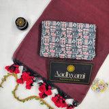 Maroon Handloom Cotton Saree With Designer Blouse