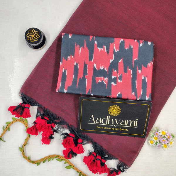 Maroon Handloom Cotton Saree With Designer Blouse