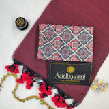 Maroon Handloom Cotton Saree With Designer Blouse