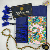 Royal Blue Handloom Cotton Saree With Designer Blouse