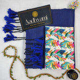 Royal Blue Handloom Cotton Saree With Designer Blouse