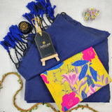 Royal Blue Handloom Cotton Saree With Designer Blouse