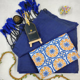Royal Blue Handloom Cotton Saree With Designer Blouse