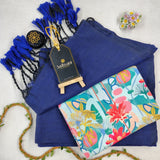 Royal Blue Handloom Cotton Saree With Designer Blouse