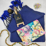 Royal Blue Handloom Cotton Saree With Designer Blouse