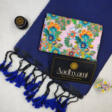 Royal Blue Handloom Cotton Saree With Designer Blouse