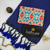 Royal Blue Handloom Cotton Saree With Designer Blouse