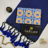 Royal Blue Handloom Cotton Saree With Designer Blouse