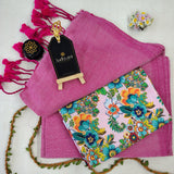 Light Pink Handloom Cotton Saree With Designer Blouse