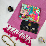 Light Pink Handloom Cotton Saree With Designer Blouse