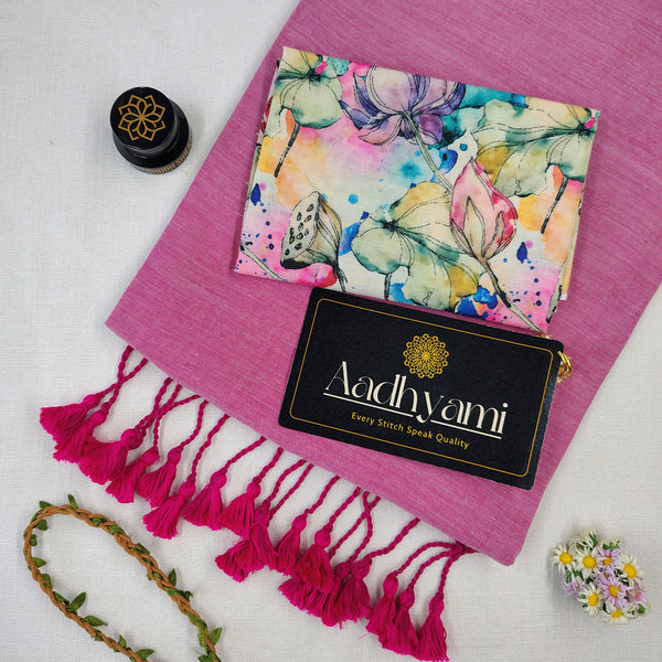 Light Pink Handloom Cotton Saree With Designer Blouse