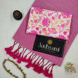 Light Pink Handloom Cotton Saree With Designer Blouse