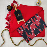 Red Handloom Cotton Saree With Designer Blouse