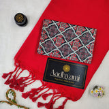 Red Handloom Cotton Saree With Designer Blouse