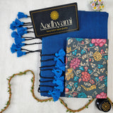 Firozi Handloom Cotton Saree With Designer Blouse