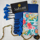 Firozi Handloom Cotton Saree With Designer Blouse