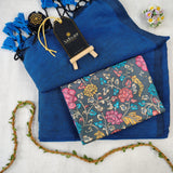 Firozi Handloom Cotton Saree With Designer Blouse