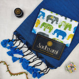 Firozi Handloom Cotton Saree With Designer Blouse