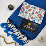 Firozi Handloom Cotton Saree With Designer Blouse