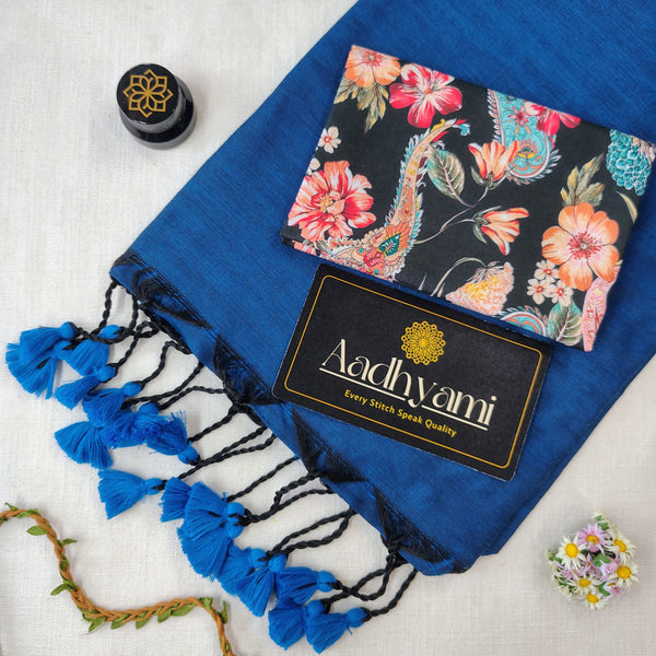 Firozi Handloom Cotton Saree With Designer Blouse