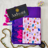 Purple Handloom Cotton Saree With Designer Blouse