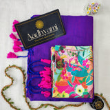 Purple Handloom Cotton Saree With Designer Blouse