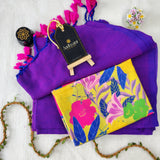 Purple Handloom Cotton Saree With Designer Blouse