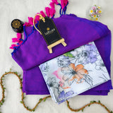 Purple Handloom Cotton Saree With Designer Blouse