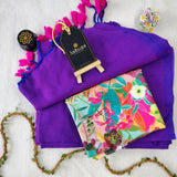 Purple Handloom Cotton Saree With Designer Blouse