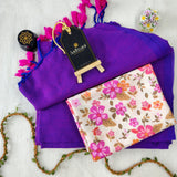 Purple Handloom Cotton Saree With Designer Blouse