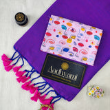 Purple Handloom Cotton Saree With Designer Blouse