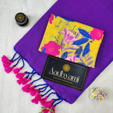 Purple Handloom Cotton Saree With Designer Blouse