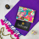 Purple Handloom Cotton Saree With Designer Blouse