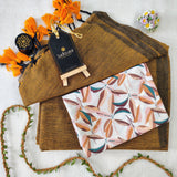 Golden Handloom Cotton Saree With Designer Blouse