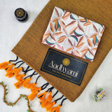 Golden Handloom Cotton Saree With Designer Blouse