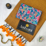 Golden Handloom Cotton Saree With Designer Blouse