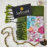 Green Handloom Cotton Saree With Designer Blouse