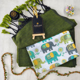 Green Handloom Cotton Saree With Designer Blouse