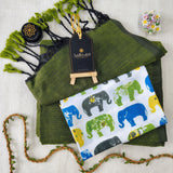 Green Handloom Cotton Saree With Designer Blouse