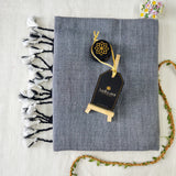 Light Grey Handloom Cotton Saree With Designer Blouse