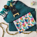 Rama Handloom Cotton Saree With Designer Blouse