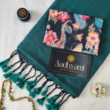 Rama Handloom Cotton Saree With Designer Blouse