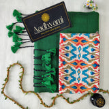 Green Handloom Cotton Saree With Designer Blouse