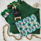 Green Handloom Cotton Saree With Designer Blouse