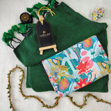 Green Handloom Cotton Saree With Designer Blouse