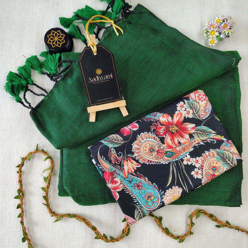 Green Handloom Cotton Saree With Designer Blouse