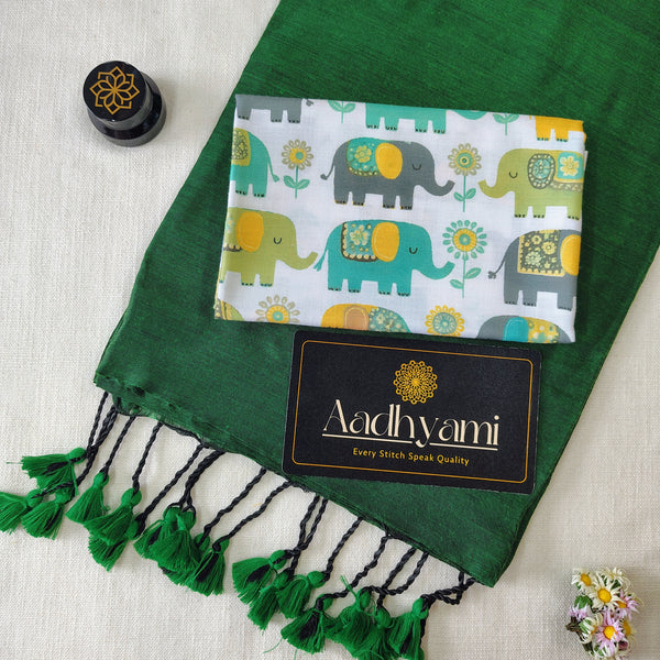 Green Handloom Cotton Saree With Designer Blouse