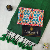 Green Handloom Cotton Saree With Designer Blouse
